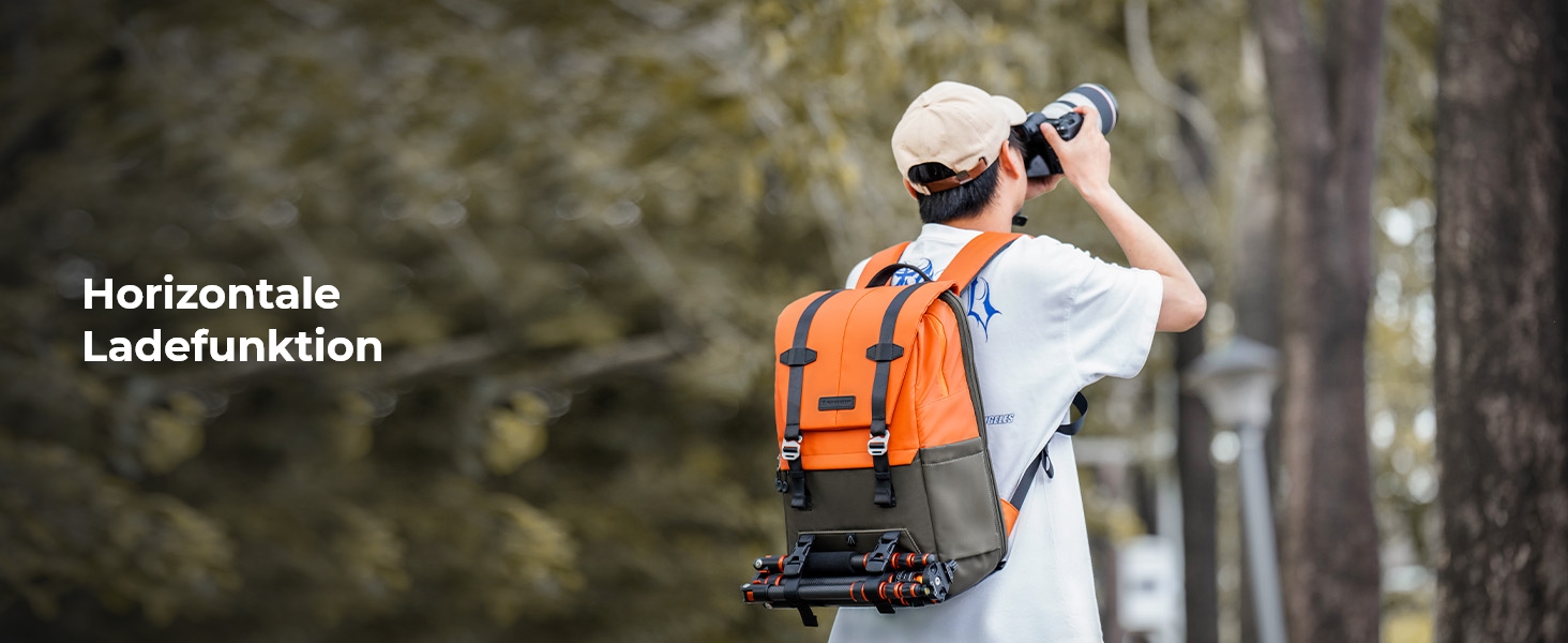 Рюкзак для камери K&F Concept 20L, великий фоторюкзак з відділенням для ноутбука 15.6 дюймів, водонепроникний, з дощовиком, оранжевий