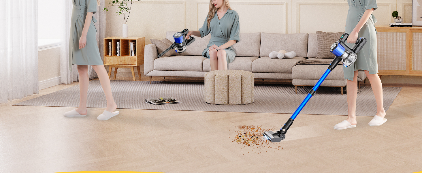 Бездротовий акумуляторний пилосос 50000Pa/500W з дисплеєм, 3 режими, антизаплутувальна щітка, док-станція, 1л, тихий, для шерсті тварин/килимів/підлоги/авто