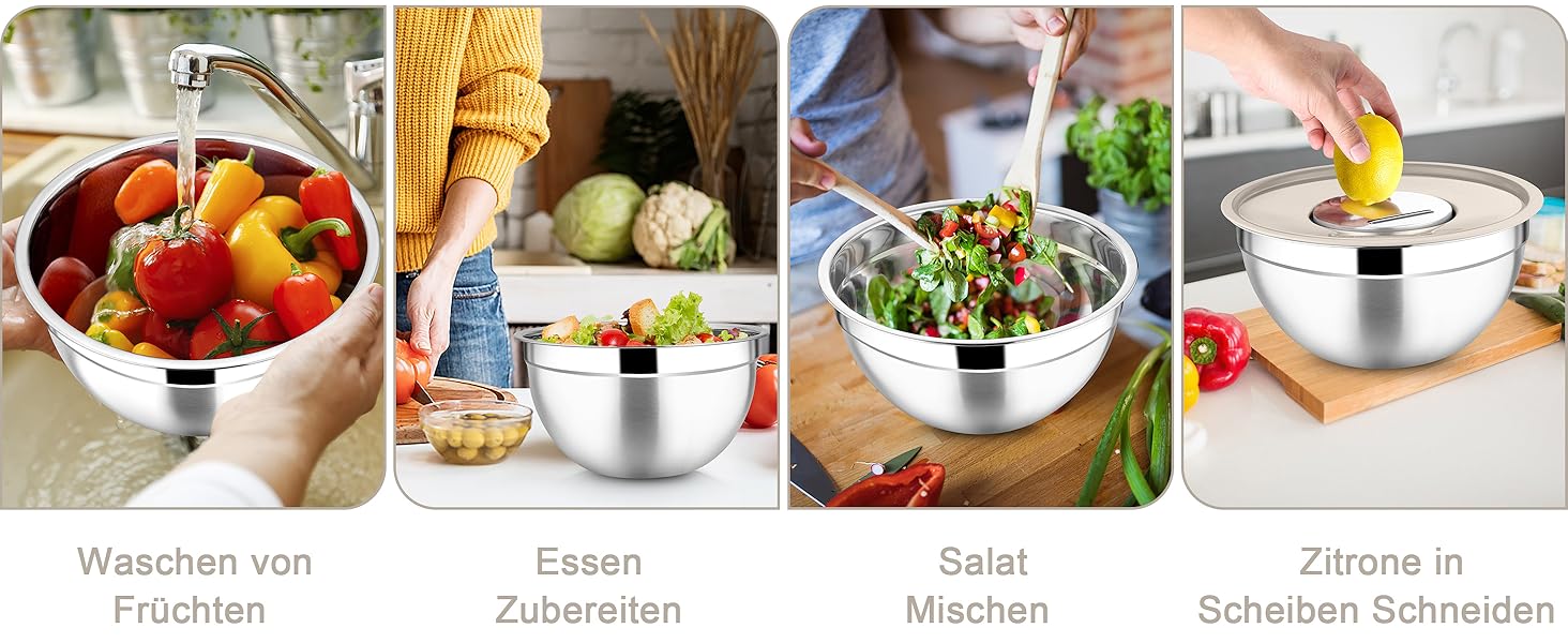 Миска Joyfair 4,5 л з нержавіючої сталі з кришкою, набором терок для приготування, миття в посудомийній машині - Хакі