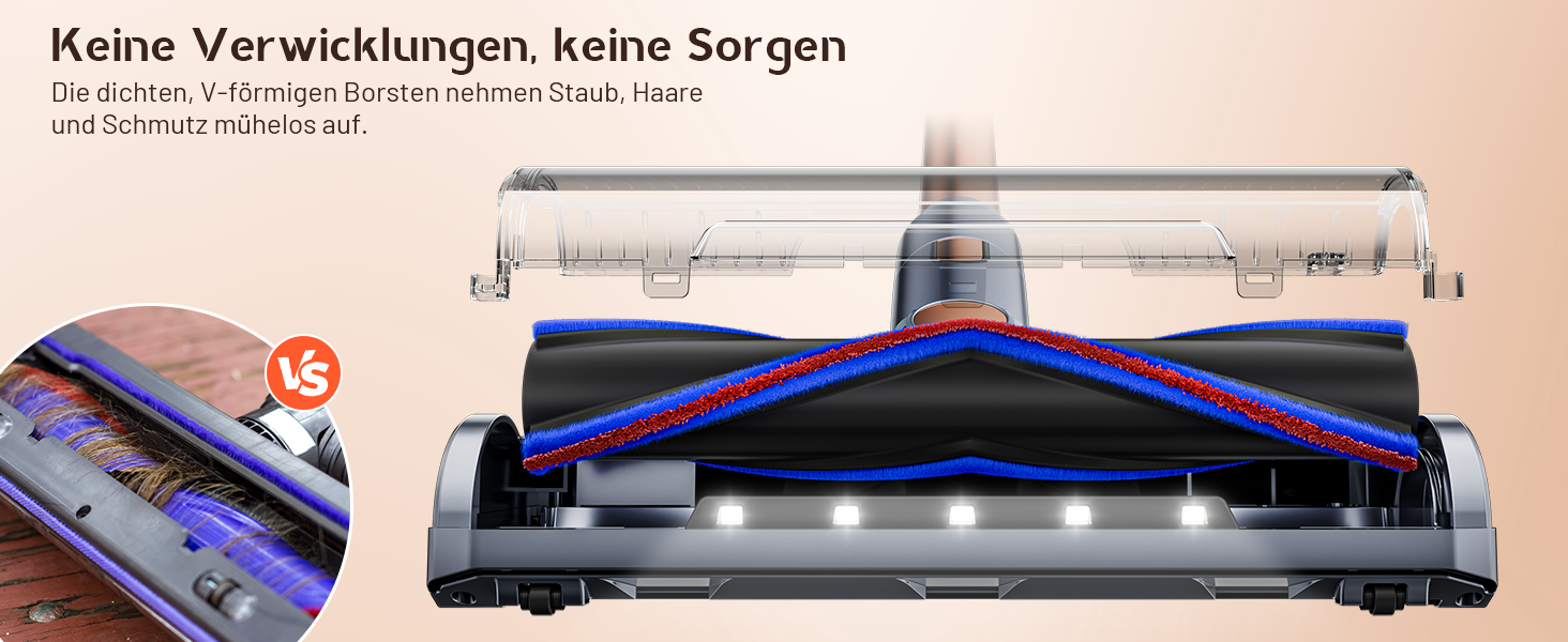 Бездротовий акумуляторний пилосос 45000Pa з антизаплутувальною щіткою, LED-дисплеєм та фільтрацією 99,9%, для прибирання шерсті тварин, килимів, твердих поверхонь та авто (сірий)
