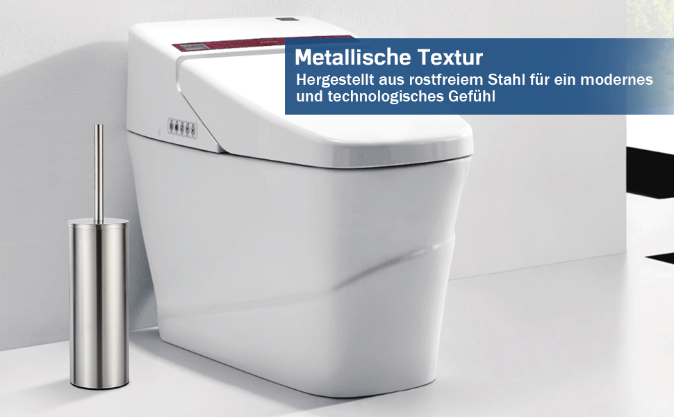 Набір для туалету FIISAYL: щітка для унітазу з підставкою, нержавіюча сталь, матове срібло