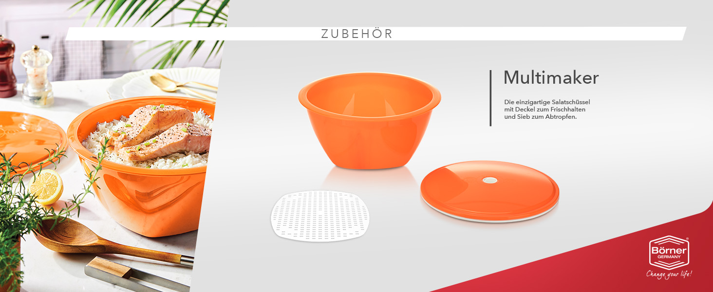 Овочерізка Börner V3 Profi Set — універсальна кухонна терка для нарізки скибочками, соломкою, кубиками, з регульованим V-подібним лезом з нержавіючої сталі, помаранчева