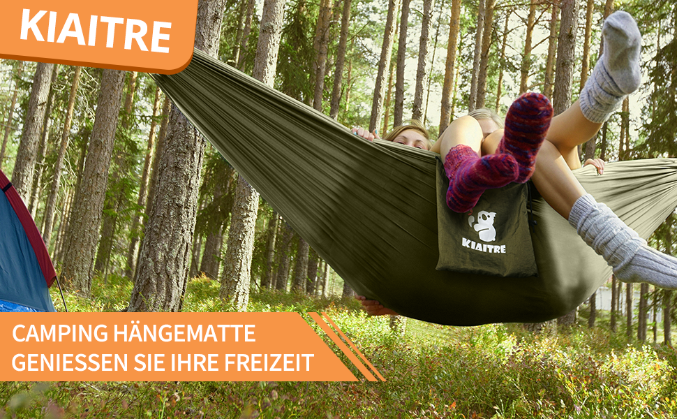 Гамак для відпочинку на природі з москітною сіткою - 260 x 130 см, легкий нейлон, 200 кг, зелений