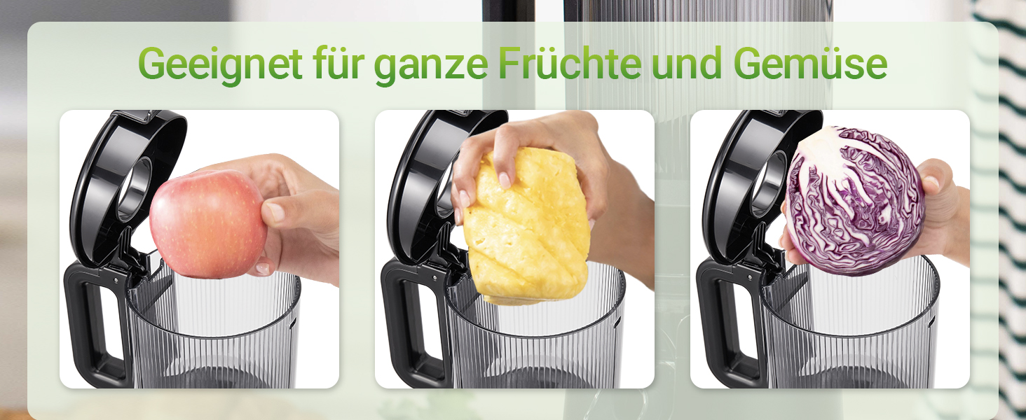 Шнекова соковижималка TUUMIIST Slow Juicer для цілих фруктів та овочів, 1.8 л, глянцевий чорний, 135 мм