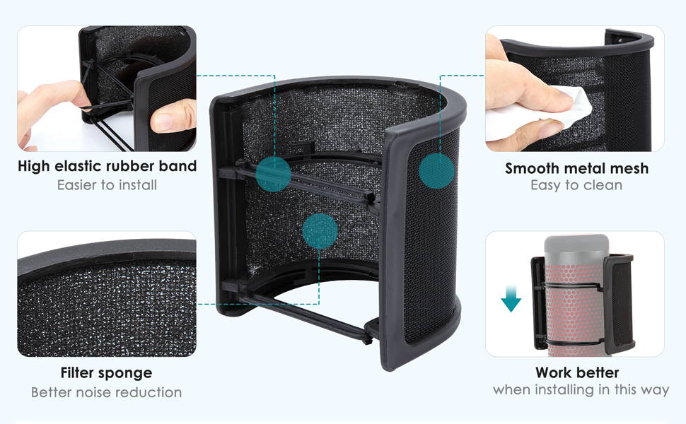 Кріплення для мікрофона HyperX QuadCast/S/ProCast – Ротаційне, з адаптером 3/8' - 5/8', від YOUSHARES (з поп-фільтром)