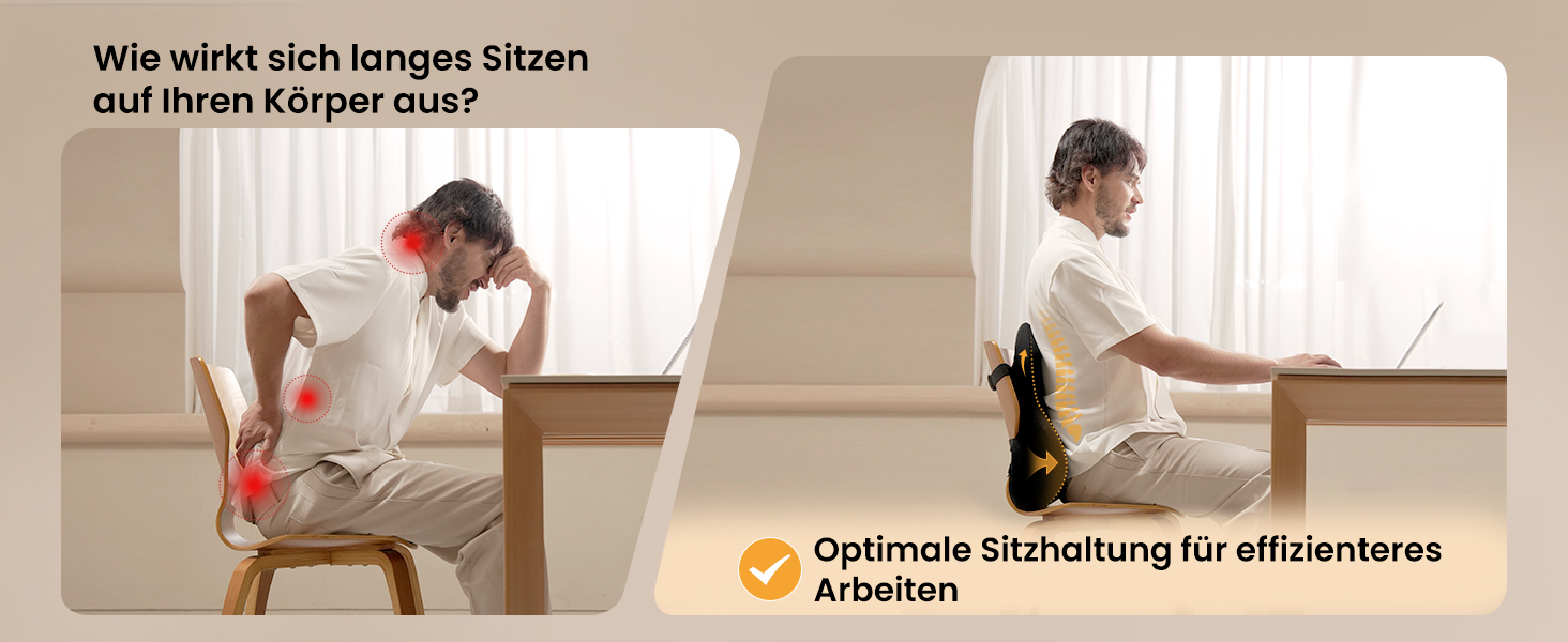 Подушка для спини ProtoArc з Memory Foam для офісного крісла, авто та столу - ергономічна, дихаюча, з регульованими ременями та сітчастим чохлом (Чорна)