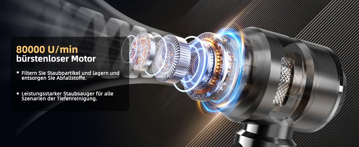 Портативний бездротовий пилосос NVKHG з акумулятором, 26000Pa, 3 швидкості, безщітковий двигун, для дому, авто, офісу, видалення шерсті тварин, срібний