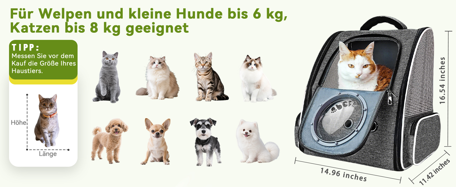 Рюкзак-переноска для котів та собак PENCCOR, розширюваний, сірий. Зручний рюкзак-транспортер для подорожей з домашніми тваринами. Дихаючий рюкзак для великих котів та маленьких собак.