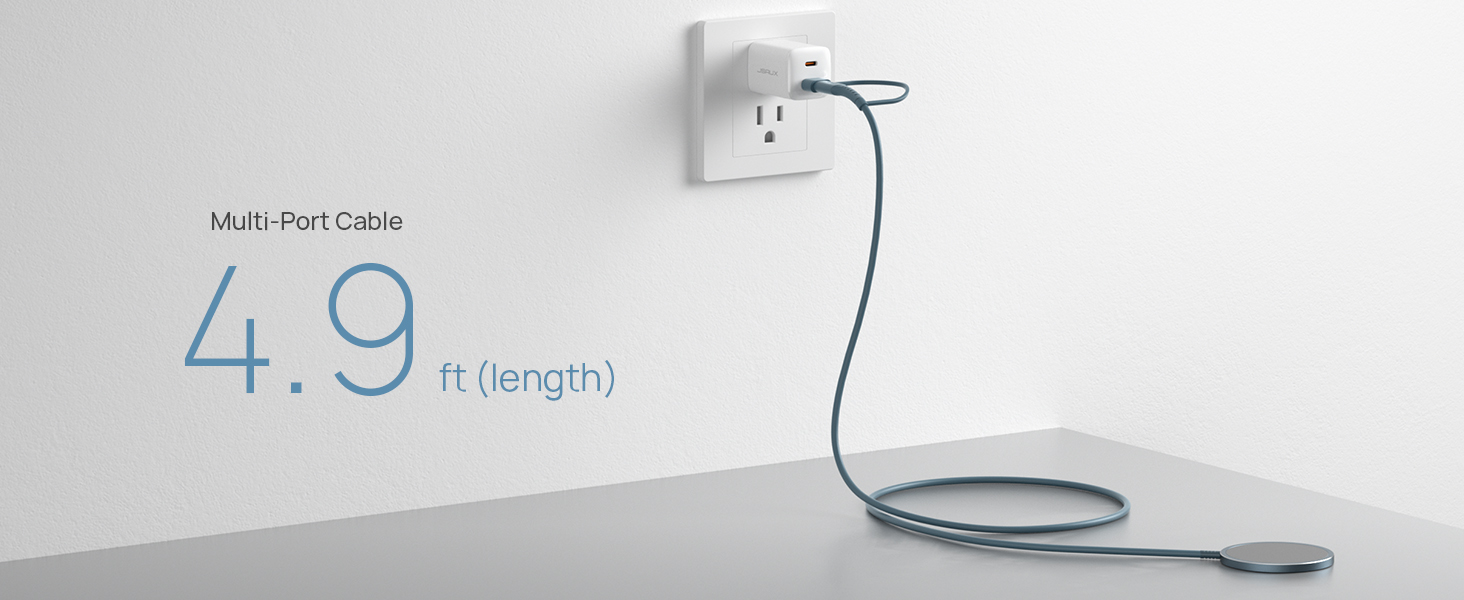 Бездротовий зарядний пристрій JSAUX MagSafe 15W, сумісний з iPhone 17 Air Pro Max, iPhone 16/15/14/13/12, AirPods 3/2, блакитний