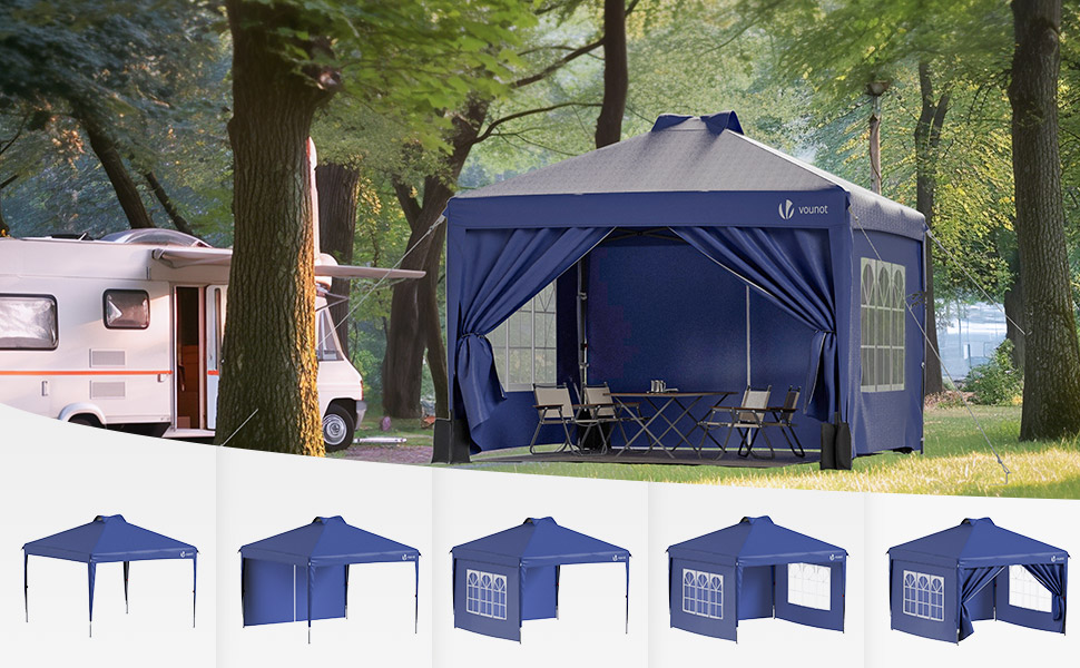 VOUNOT® Gazebo 3x3m Waterproof Stable Winterproof, Pop-Up Folding Gazebo with 4 Side Walls and 3 Sandbags, Folding Party Tent Garden Tent Garden Gazebo incl. Bag, Green (pop up gazebo blue)