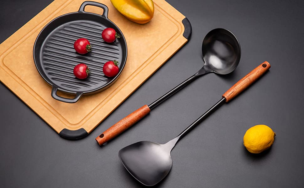 Набір кухонного силікону Kellet: лопатка-ложка з нержавіючої сталі 304, 36.2-38.1 см