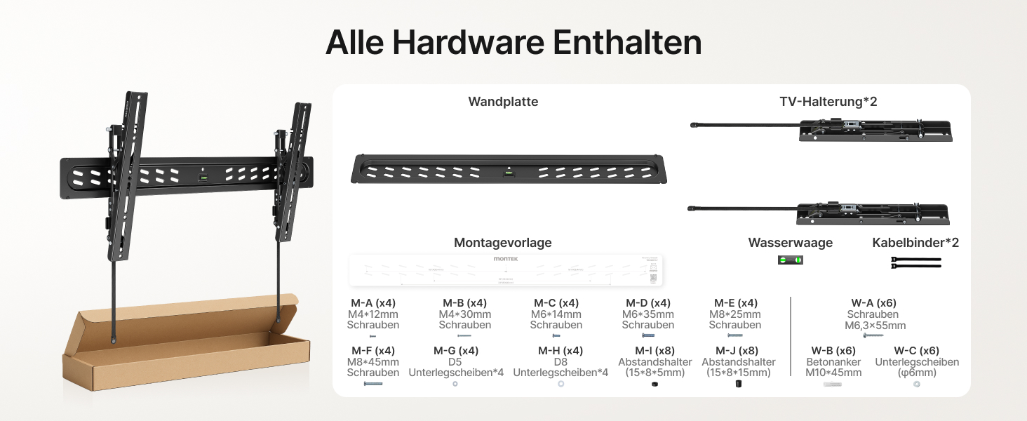 Настінний кронштейн для телевізора monTEK Ultra Slim (43–95 дюймів), нахильний, витримує до 68 кг, VESA до 800x400 мм