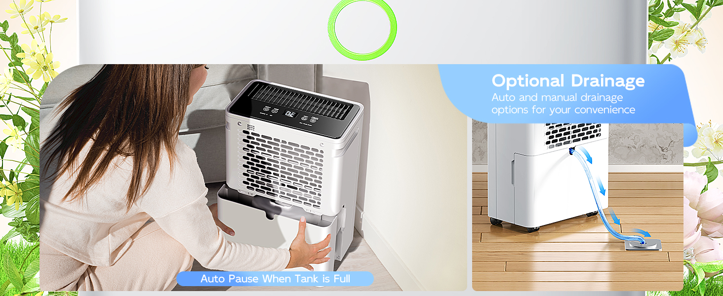 Електричний осушувач повітря 12л/24г з автоматичним та безперервним зливом (шланг у комплекті), для спалень та підвалів, LED-дисплей, тихий з таймером