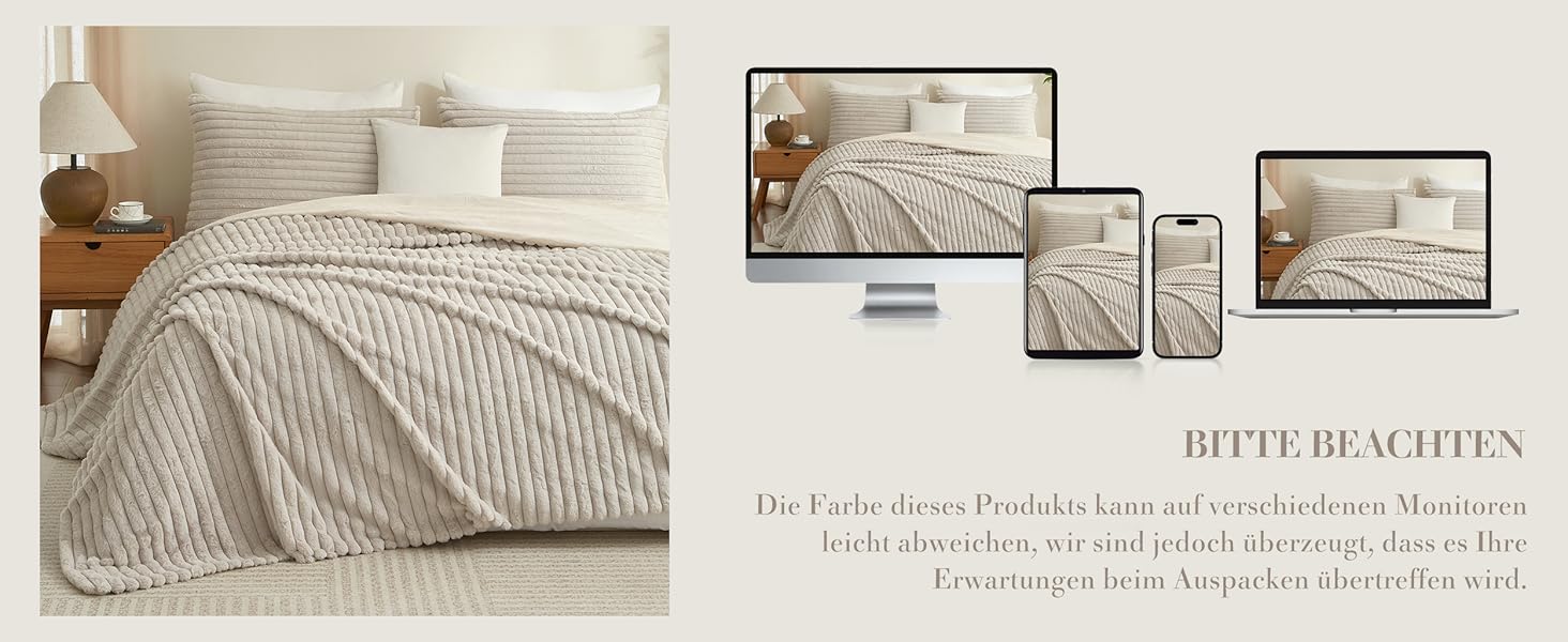 Плюшевий м'який плед Luofanfei 180x200, салатовий/бежевий, з ефектом