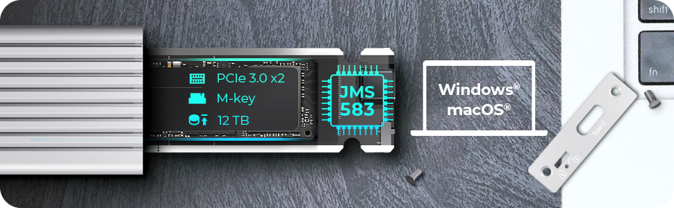 Зовнішній корпус для M.2 PCIe SSD ICY BOX IB-1817M-C31, USB 3.1 Type-C, алюміній, сріблястий