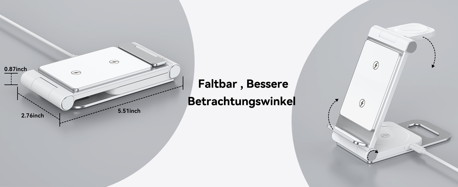 База для бездротової зарядки 3-в-1 для Samsung Galaxy (S25, S24, S23, S22, S21, S20, Z Flip, Z Fold) та Galaxy Watch/Buds, 20W, біла