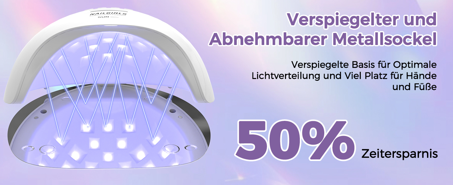 LED UV лампа для нігтів NAILGIRLS 150W з таймером, LCD дисплеєм та знімною магнітною пластиною (біла)