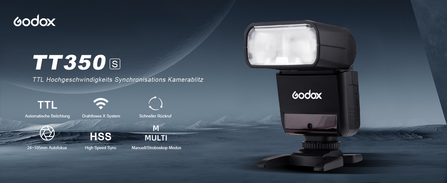 Спалахувач Godox TT350S для Nikon з радіосинхронізацією 2.4G X System, 1/8000s HSS, Li-Ion акумулятор 2500mAh