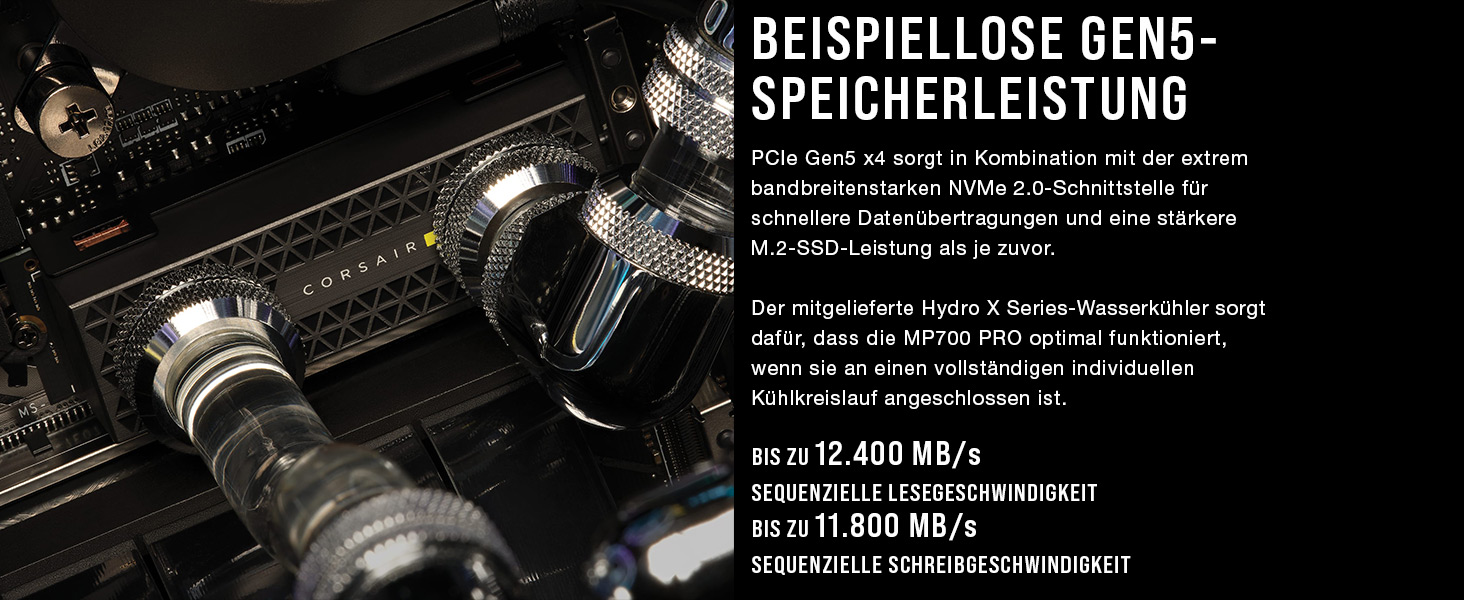SSD Corsair MP700 PRO 4TB M.2 PCIe Gen5 x4 NVMe 2.0 з водоблоком Hydro X - 11700 MB/s