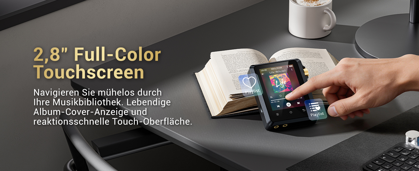 MP3 плеєр Hi-Res 64GB з Bluetooth 5.3, DSD DAC, підтримкою FLAC, 2.8