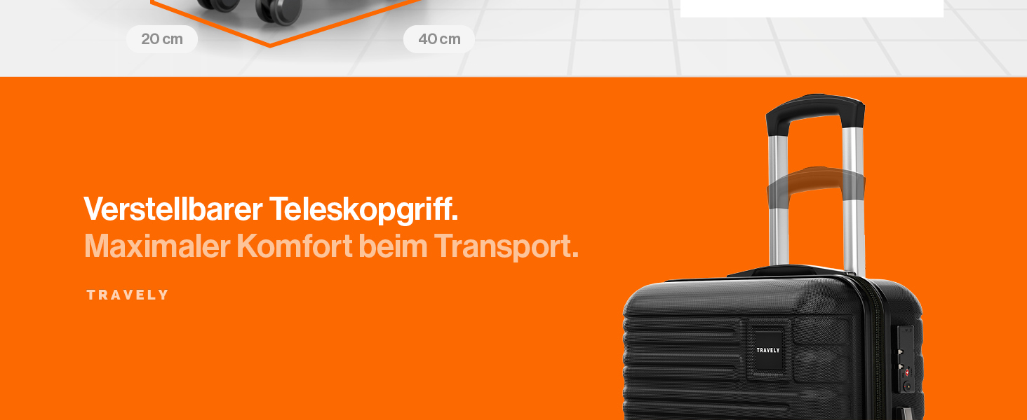 Чемодан ручної поклажі Travely Premium 55x40x20cm - 36L, з TSA замком та м'якими колесами, сумісний з Ryanair, Lufthansa, Eurowings