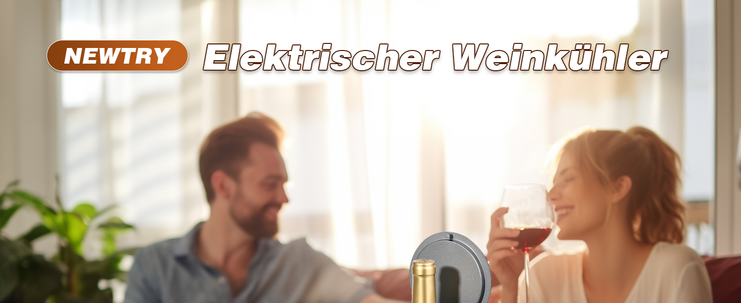 NEWTRY Електричний охолоджувач вина, для 750мл пляшок, з кабелем, для дегустацій при низькій температурі