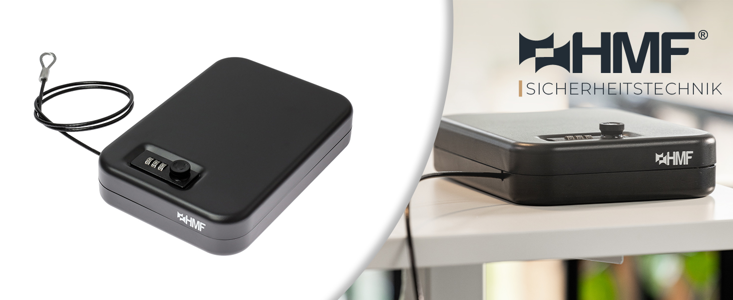 Сейф з кодовим замком HMF 316-02 | Переносний сейф, захисний бокс | 29 x 19 x 6,5 см, чорний