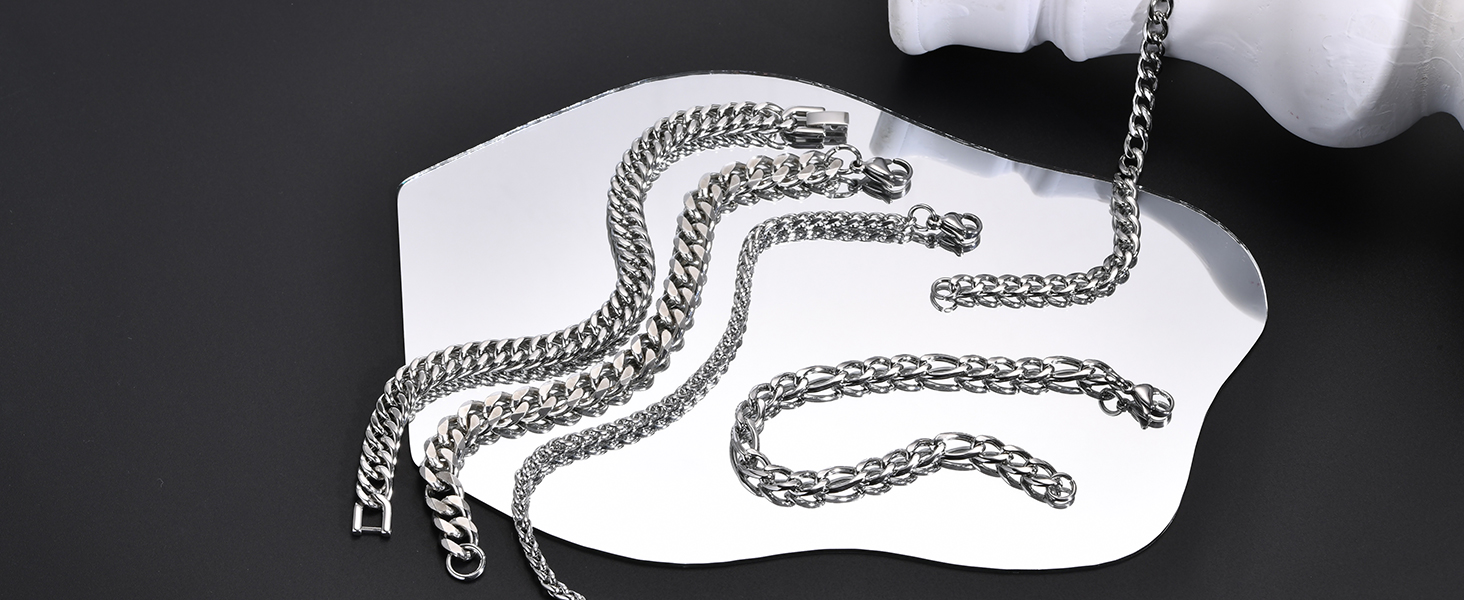 Чоловічий браслет TempBeau: срібно-чорний, з нержавіючої сталі, 19/21 см, панцерна ланцюг, стильний аксесуар для чоловіків, подарунок для тата/друга