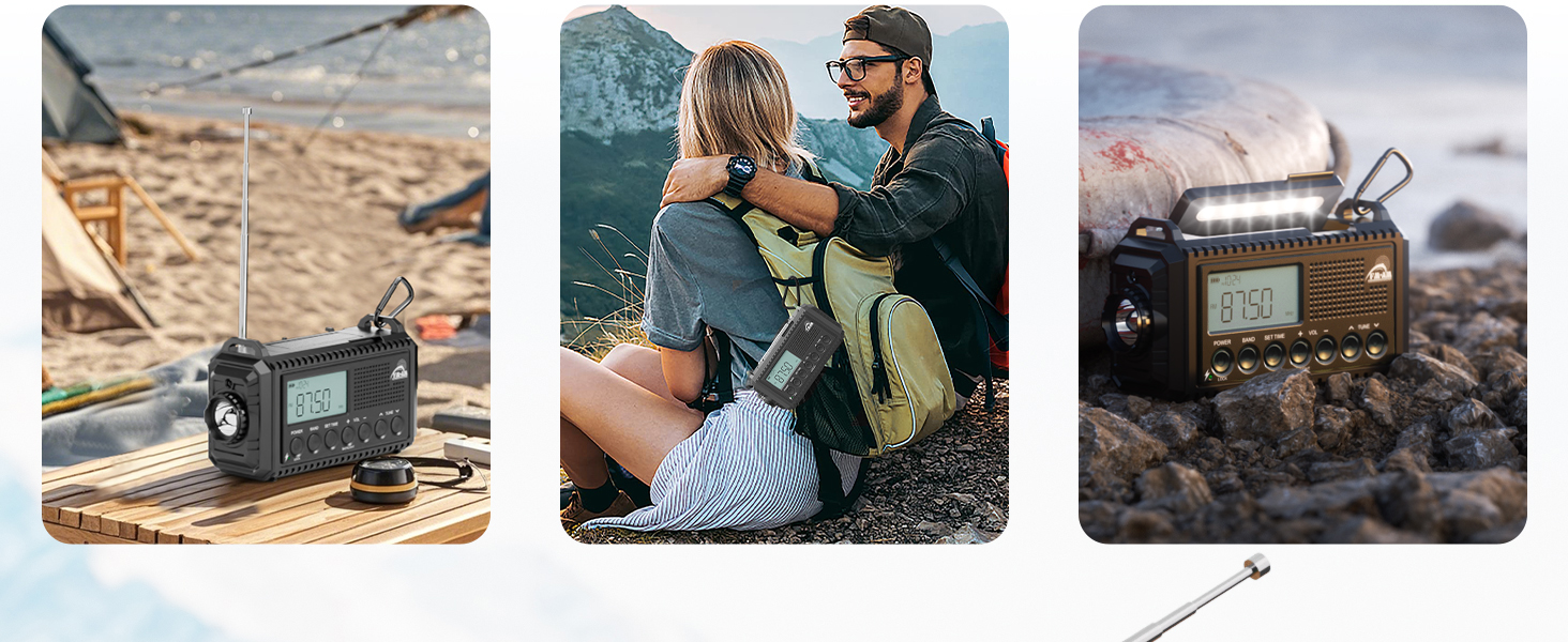 Радіостанція для будівельних майданчиків AM/FM/SW, радіо з ручним приводом та приймачем на весь світ, радіостанція для надзвичайних ситуацій з роз'ємом типу C, Powerbank/SOS-сигнал/Ліхтарик/Світло для читання/IPX4, портативне радіо для активного відпочинку, походів, кемпінгу, чорного кольору