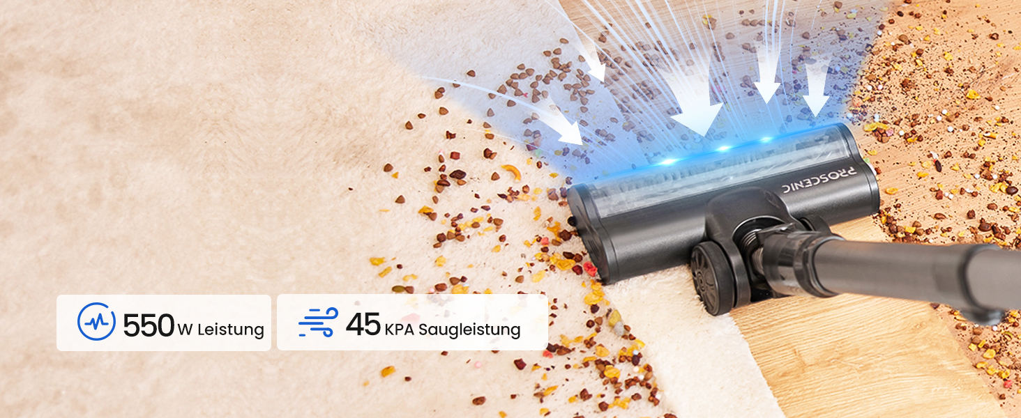 Бездротовий пилосос Proscenic P11 з функцією миття підлоги, 45KPA, 550W, 60хв, сірий