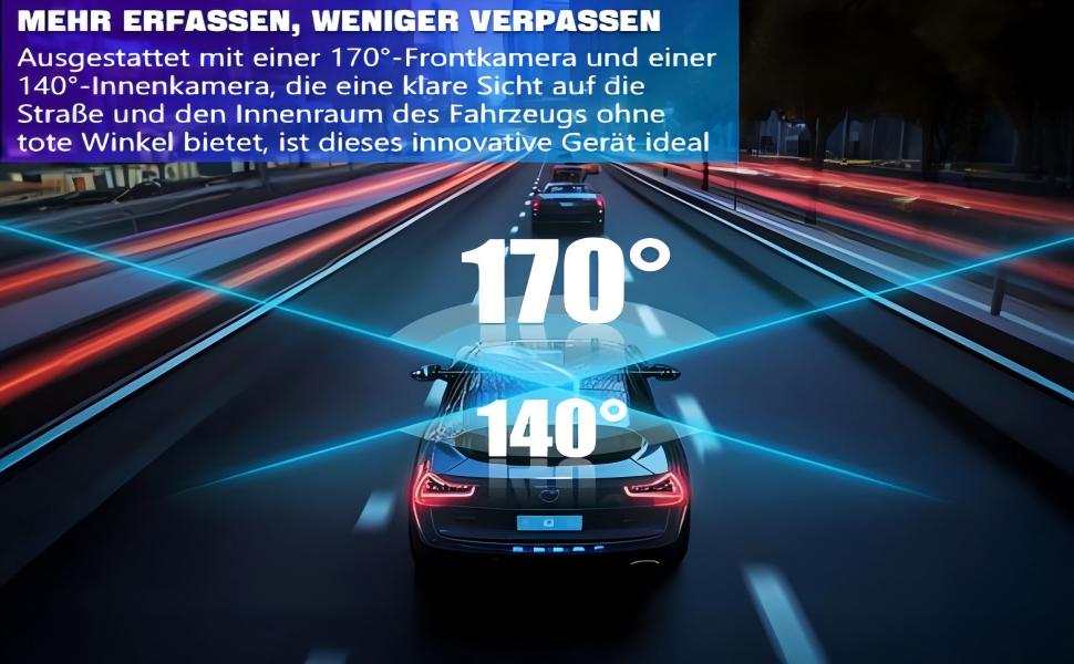 Dashcam Abask J05: Автомобільна камера 1080P з SD 32GB, 310° кут огляду, Park Watch, HDR, Інфрачервоне нічне бачення, G-сенсор, Loop Recording