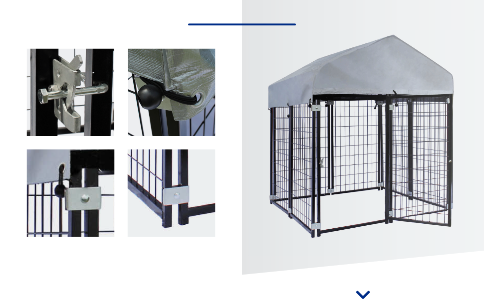 Будка для собак Wiltec з дахом 121x121x137 см, міцна сталева конструкція, вулиця