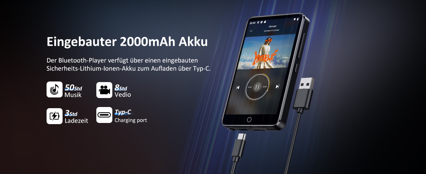 MP3 плеєр 96GB з Bluetooth, Wi-Fi, Android 13.0, Spotify, FM-радіо (чорний)