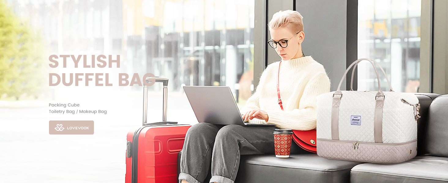 Спортивна сумка LOVEVOOK для жінок, велика ручна поклажа, 2 шт. (Бежевий, Хакі)