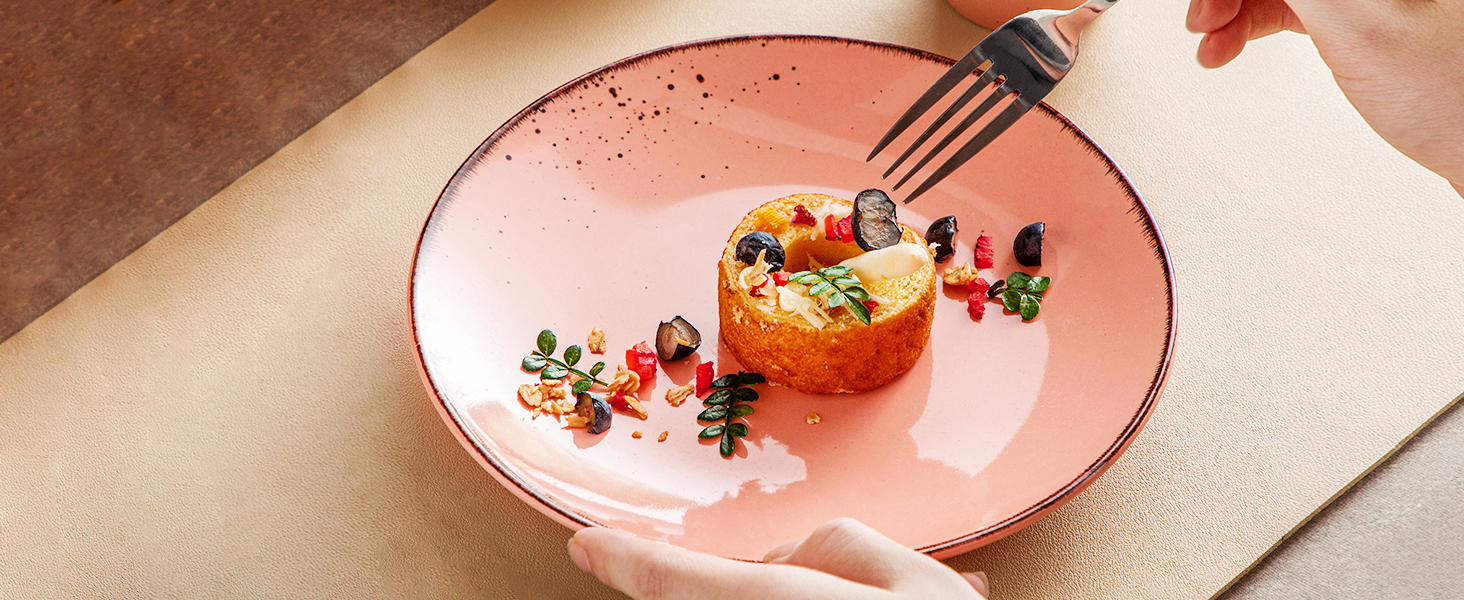 Сервіз Vancasso Serie Navia Teller, 32 елементи, на 8 осіб, сучасний дизайн (Рожевий, 16 елементів)