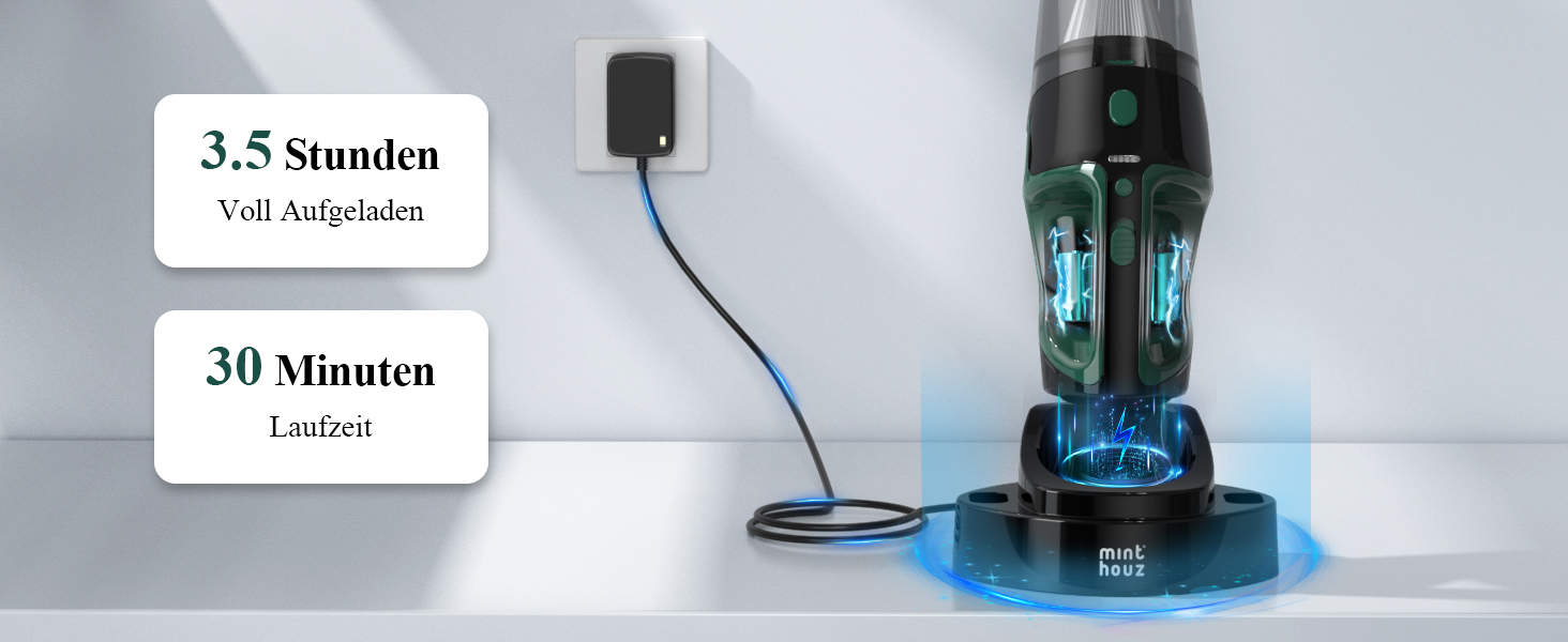 Акумуляторний автомобільний пилосос Minthouz 9000PA, 120W з LED-підсвічуванням, 30 хв роботи, HEPA-фільтр, портативний для авто, дому, офісу