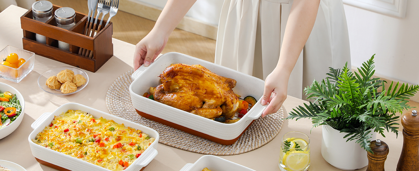 Форма для запікання MALACASA Serie TARA, 4.5L, кераміка, прямокутна, 35*23.8 см (набір з решіткою)