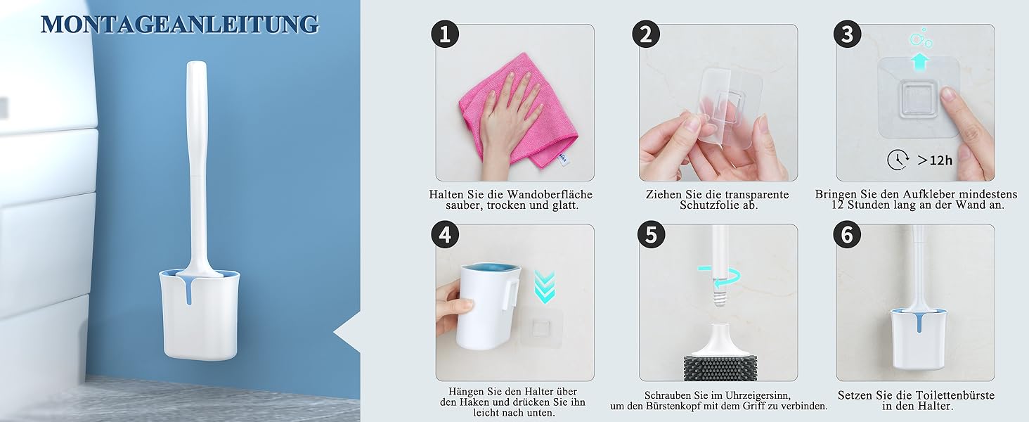 Настінна щітка для туалету Mr.Siga з тримачем, без свердління, біла