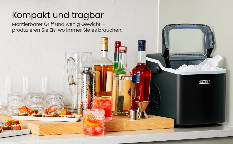Chefman Iceman Dual-Size Ice Maker - Portable Ice Machine with Self-Cleaning Function, Makes 9 Cubes in 7 Minutes, 10kg/24h Capacity, Includes Scoop
