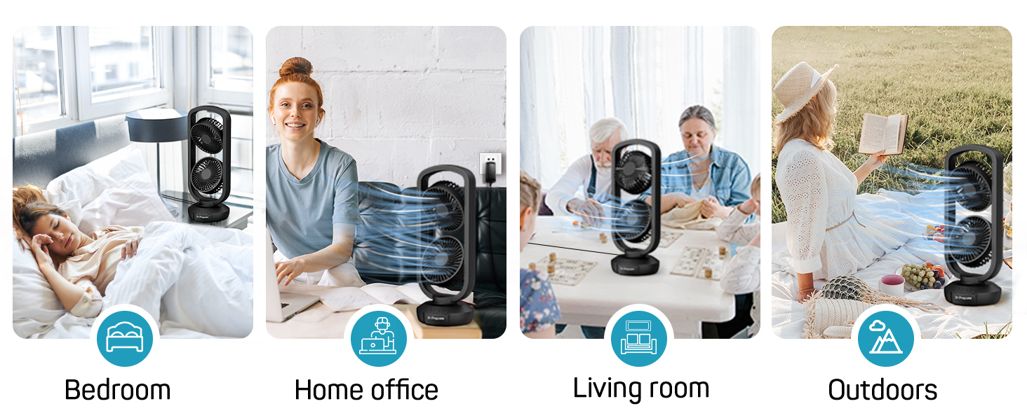 Вентилятор настільний DR.PREPARE 40см з 3 швидкостями, коливання 105°, таймер, чорний