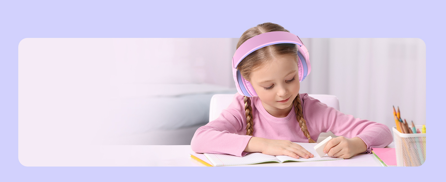 iClever Бездротові навушники для дітей з LED-підсвіткою, Over-Ear, Bluetooth 5.2, мікрофон, рожеві