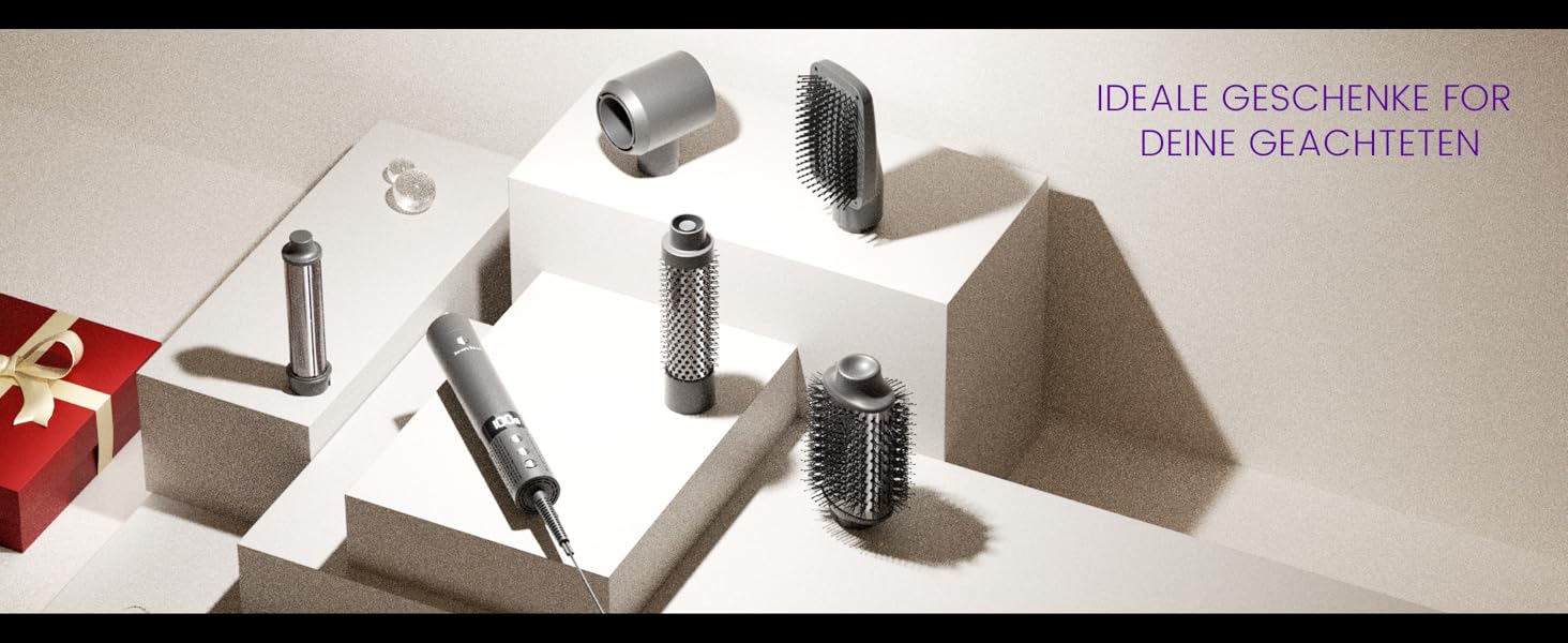 Фен-щітка Hairstyler 6 в 1: для локонів, об'єму, випрямлення та сушіння волосся, 1400W, 110000 обертів/хв, сірий