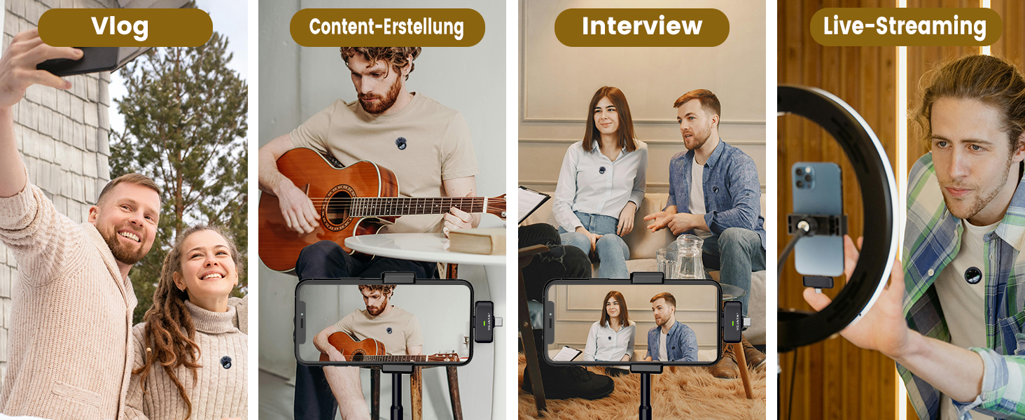 Мікрофон 2-в-1 для iPhone та Android з шумозаглушенням, кейс на 40 годин, магнітна застібка та кріплення для інтерв'ю, жовтий, 25 метрів