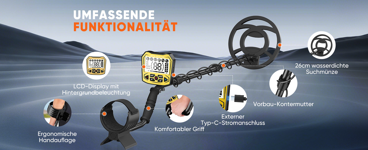 Металодетектор професійний, регульований, з LCD-екраном, водонепроникний, 5 режимів, для дорослих та дітей