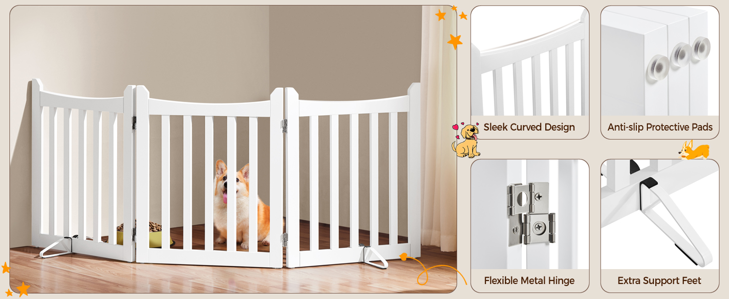 Захисне огорожа для собак Yaheetech, 60,5 x 151,5 см, 3 панелі, біла