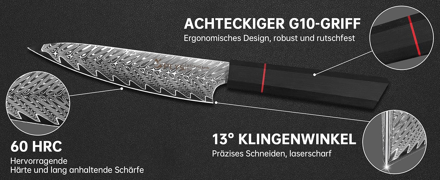 Ніж кухонний японський Kiritsuke Damast Plys 20 см, сталь VG10, 67 шарів, рукоятка G10, подарункова коробка