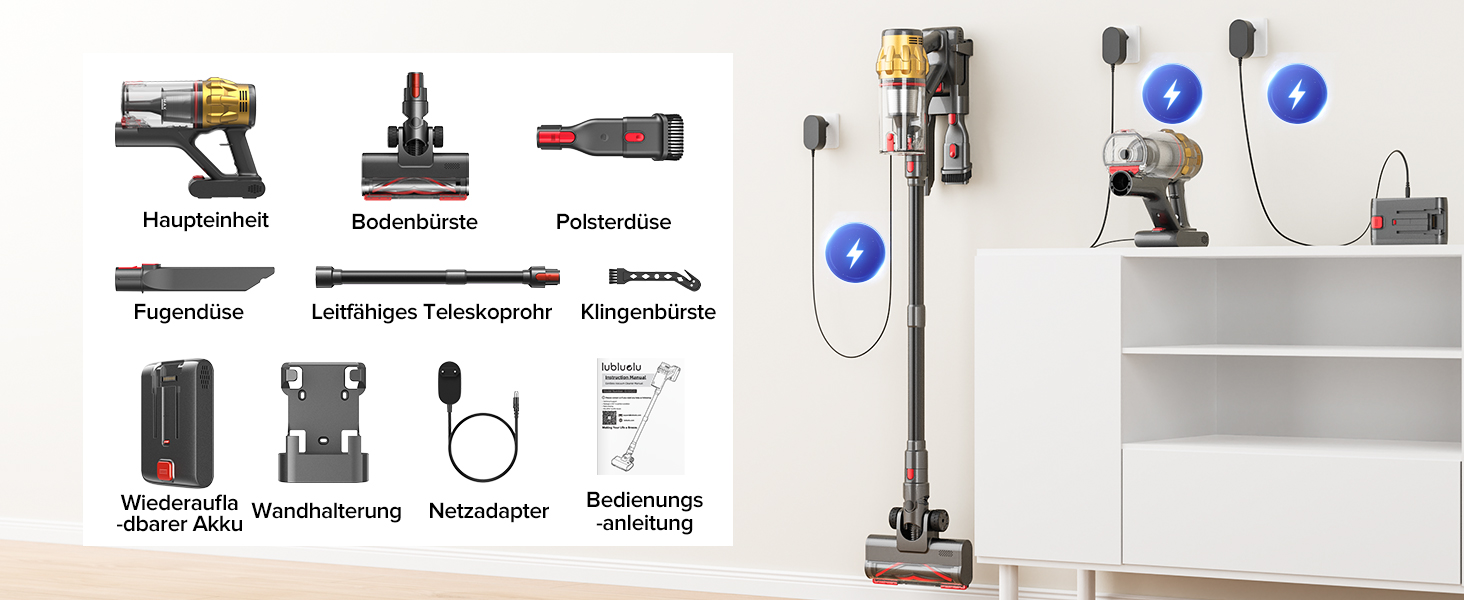 Бездротовий акумуляторний пилосос Lubluelu 550W/50KPa з дисплеєм та антизаплутувальною насадкою, до 50 хвилин роботи, для твердих поверхонь, килимів та шерсті тварин