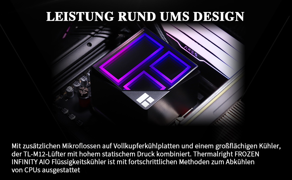 Система водяного охолодження CPU Thermalright Frozen Infinity 360 BLACK з трьома вентиляторами PWM (2000 об/хв) для AM4/AM5/Intel LGA115X/2011/1700/1851