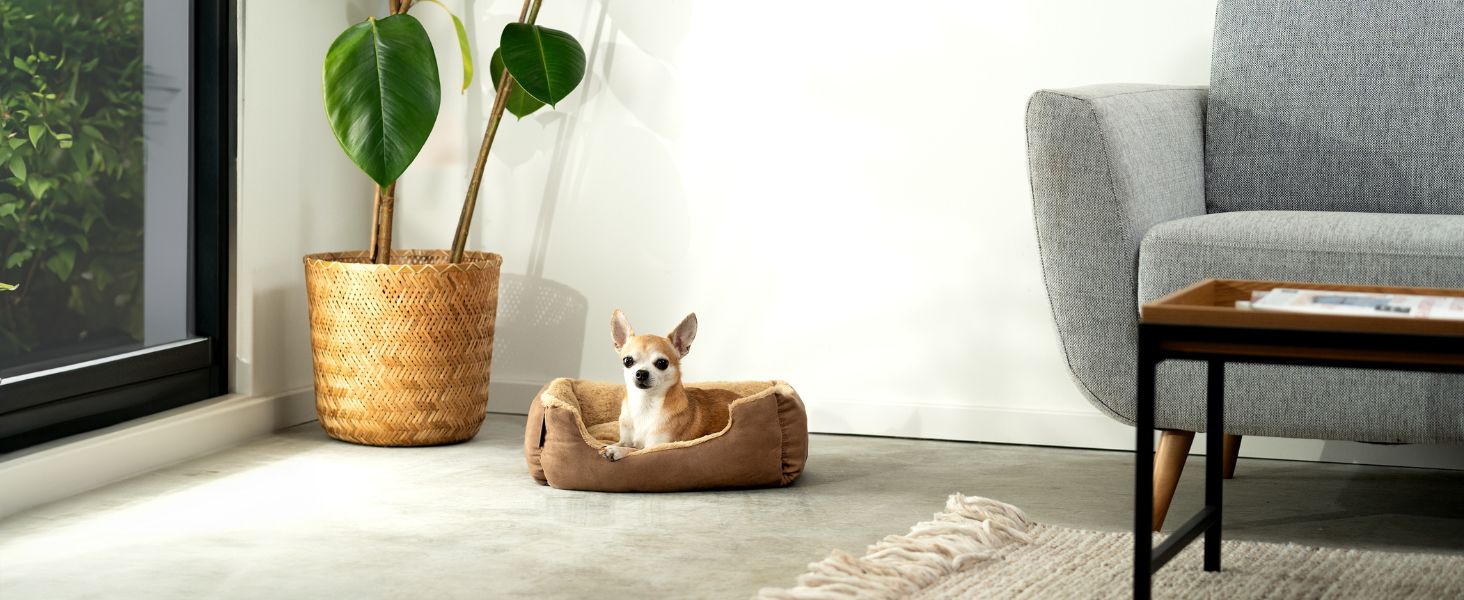 Килимок для собак Lionto з двостороннім подушкою та неслизьким дном, міцний лежак для домашніх тварин з глибоким входом для собак та котів будь-якого віку, 60x48 см, м'який лежак для собак, чорний/сірий, розмір 60 x 48 x 18 см