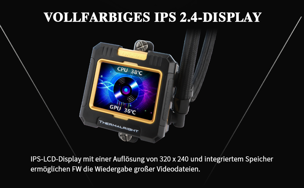 Thermalright FW 240 Schwarz ARGB: Рідинна система водяного охолодження CPU з 2 вентиляторами PWM, LCD-дисплей 320*240, сумісна з Intel AM4/AM5/LGA1700/1851